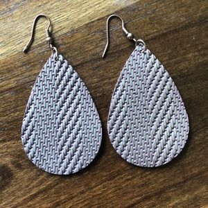 Teardrop Golden Leather Earrings